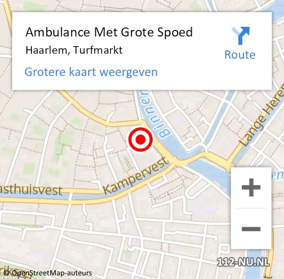 Locatie op kaart van de 112 melding: Ambulance Met Grote Spoed Naar Haarlem, Turfmarkt op 30 november 2023 15:05