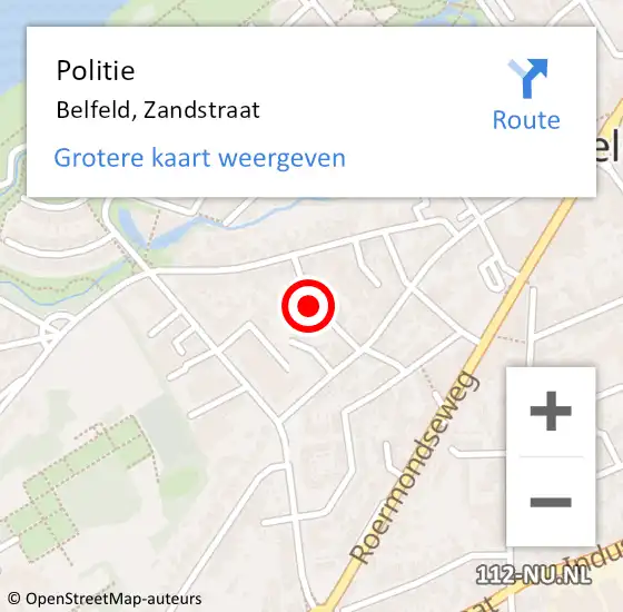 Locatie op kaart van de 112 melding: Politie Belfeld, Zandstraat op 30 november 2023 15:09