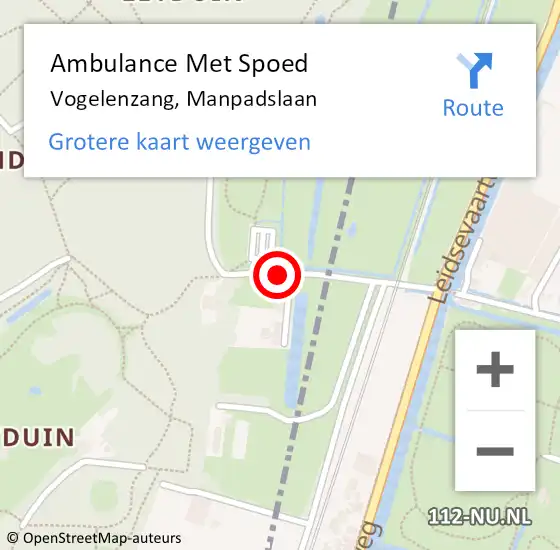 Locatie op kaart van de 112 melding: Ambulance Met Spoed Naar Vogelenzang, Manpadslaan op 17 september 2014 00:10