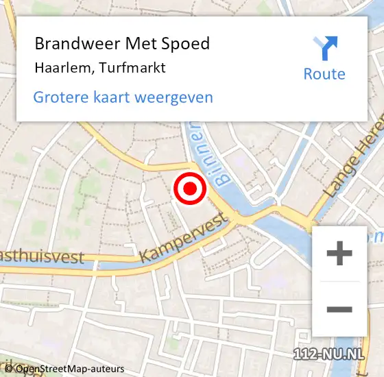 Locatie op kaart van de 112 melding: Brandweer Met Spoed Naar Haarlem, Turfmarkt op 30 november 2023 15:25