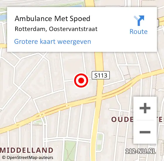 Locatie op kaart van de 112 melding: Ambulance Met Spoed Naar Rotterdam, Oostervantstraat op 30 november 2023 15:31