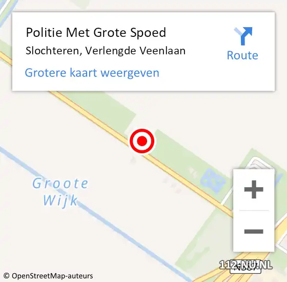 Locatie op kaart van de 112 melding: Politie Met Grote Spoed Naar Slochteren, Verlengde Veenlaan op 30 november 2023 15:55