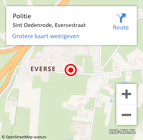 Locatie op kaart van de 112 melding: Politie Sint Oedenrode, Eversestraat op 30 november 2023 16:31