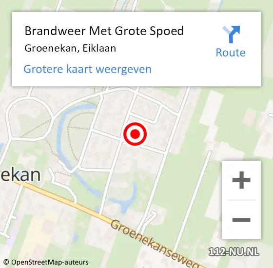 Locatie op kaart van de 112 melding: Brandweer Met Grote Spoed Naar Groenekan, Eiklaan op 30 november 2023 16:44