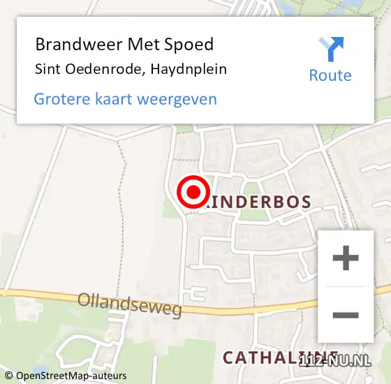 Locatie op kaart van de 112 melding: Brandweer Met Spoed Naar Sint Oedenrode, Haydnplein op 30 november 2023 16:45