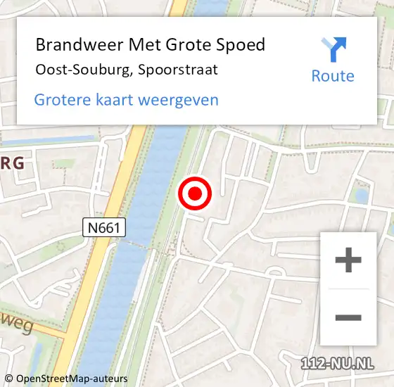 Locatie op kaart van de 112 melding: Brandweer Met Grote Spoed Naar Oost-Souburg, Spoorstraat op 30 november 2023 16:53