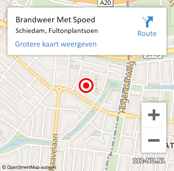 Locatie op kaart van de 112 melding: Brandweer Met Spoed Naar Schiedam, Fultonplantsoen op 30 november 2023 17:07