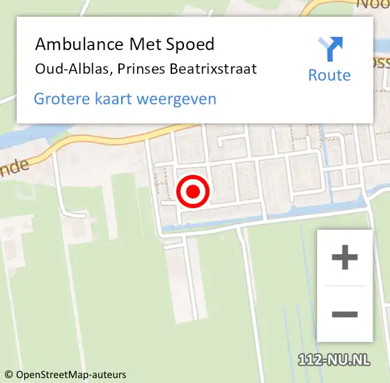 Locatie op kaart van de 112 melding: Ambulance Met Spoed Naar Oud-Alblas, Prinses Beatrixstraat op 30 november 2023 17:08