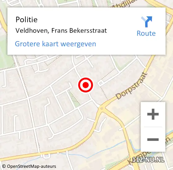 Locatie op kaart van de 112 melding: Politie Veldhoven, Frans Bekersstraat op 30 november 2023 17:14