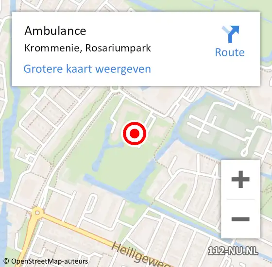 Locatie op kaart van de 112 melding: Ambulance Krommenie, Rosariumpark op 30 november 2023 17:22