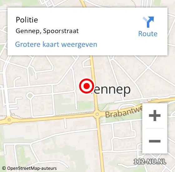 Locatie op kaart van de 112 melding: Politie Gennep, Spoorstraat op 30 november 2023 17:59