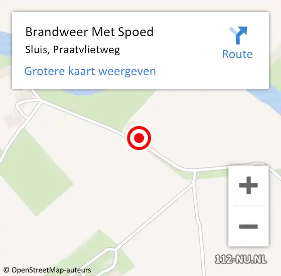 Locatie op kaart van de 112 melding: Brandweer Met Spoed Naar Sluis, Praatvlietweg op 30 november 2023 18:02