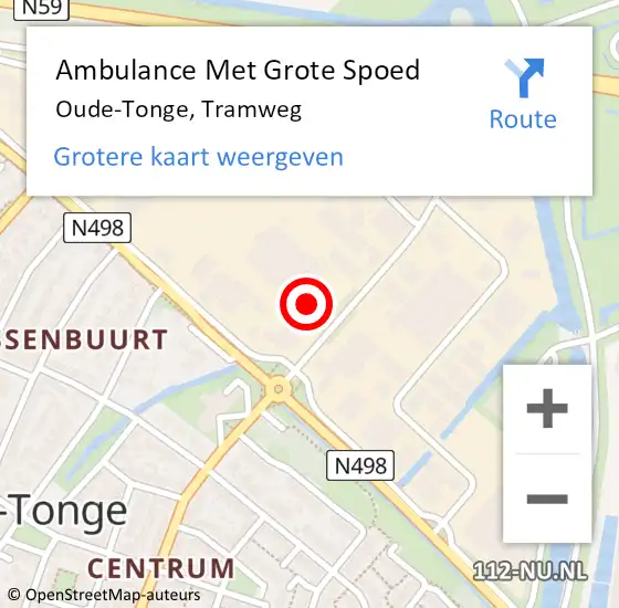 Locatie op kaart van de 112 melding: Ambulance Met Grote Spoed Naar Oude-Tonge, Tramweg op 30 november 2023 18:39