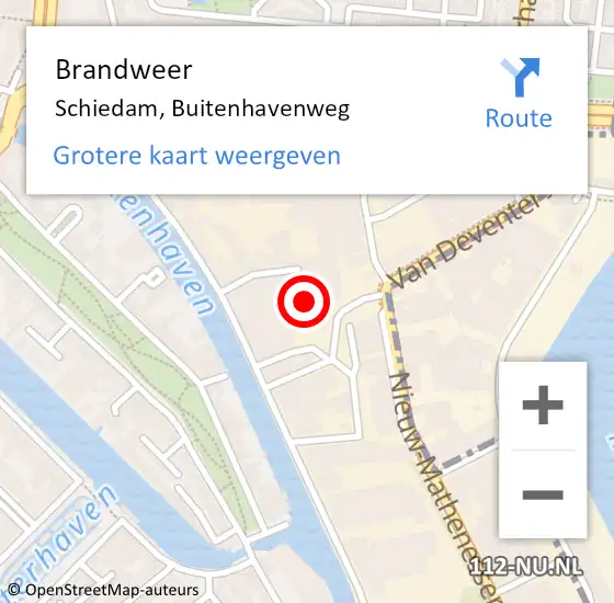 Locatie op kaart van de 112 melding: Brandweer Schiedam, Buitenhavenweg op 30 november 2023 19:14