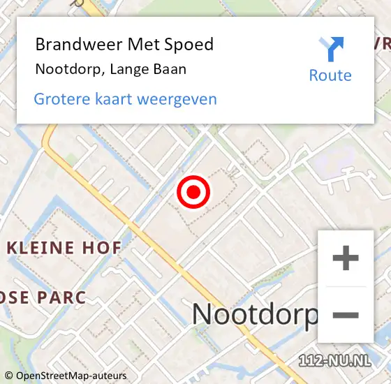 Locatie op kaart van de 112 melding: Brandweer Met Spoed Naar Nootdorp, Lange Baan op 30 november 2023 19:28