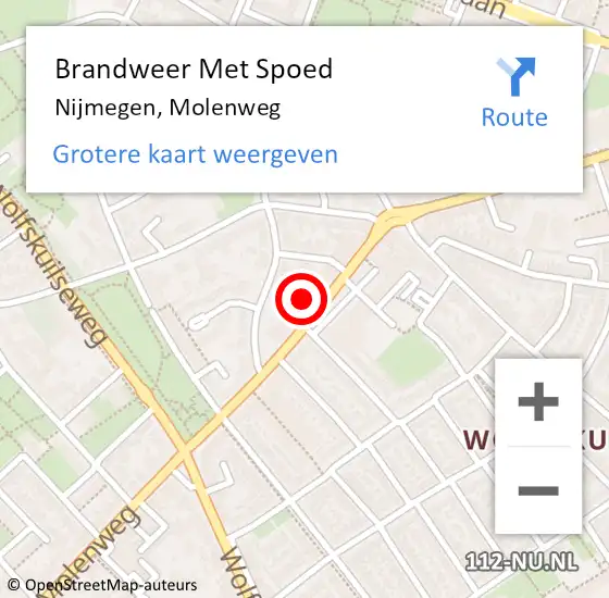 Locatie op kaart van de 112 melding: Brandweer Met Spoed Naar Nijmegen, Molenweg op 30 november 2023 19:35