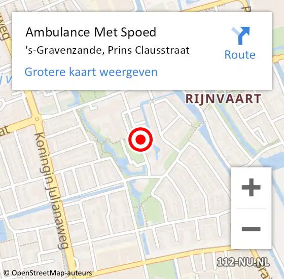 Locatie op kaart van de 112 melding: Ambulance Met Spoed Naar 's-Gravenzande, Prins Clausstraat op 30 november 2023 19:42