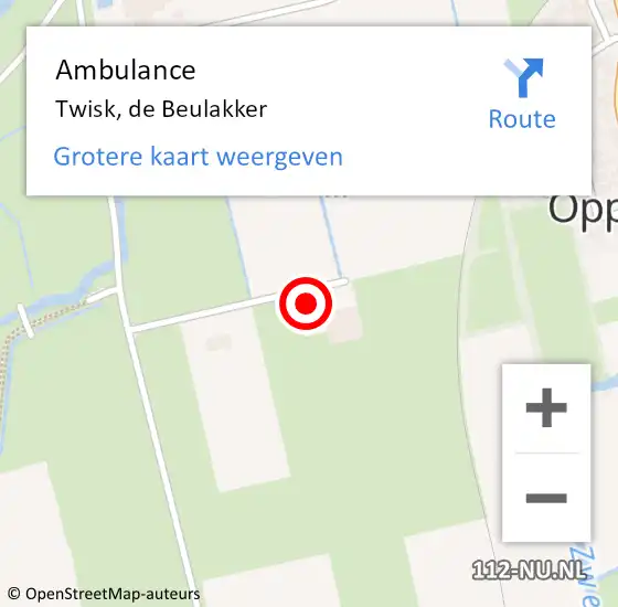Locatie op kaart van de 112 melding: Ambulance Twisk, de Beulakker op 30 november 2023 20:10