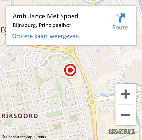 Locatie op kaart van de 112 melding: Ambulance Met Spoed Naar Rijnsburg, Principaalhof op 30 november 2023 20:12