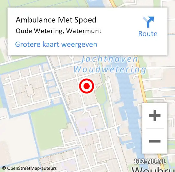 Locatie op kaart van de 112 melding: Ambulance Met Spoed Naar Oude Wetering, Watermunt op 30 november 2023 20:41