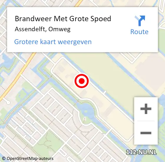 Locatie op kaart van de 112 melding: Brandweer Met Grote Spoed Naar Assendelft, Omweg op 30 november 2023 20:51