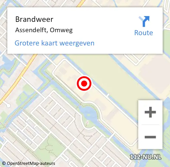 Locatie op kaart van de 112 melding: Brandweer Assendelft, Omweg op 30 november 2023 20:54