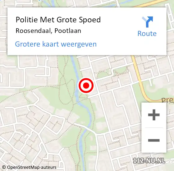 Locatie op kaart van de 112 melding: Politie Met Grote Spoed Naar Roosendaal, Pootlaan op 30 november 2023 21:00