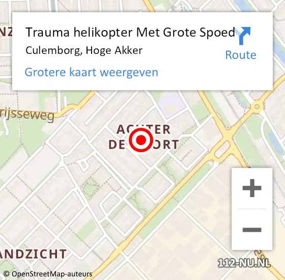 Locatie op kaart van de 112 melding: Trauma helikopter Met Grote Spoed Naar Culemborg, Hoge Akker op 30 november 2023 21:25