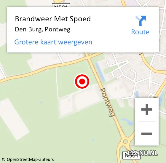 Locatie op kaart van de 112 melding: Brandweer Met Spoed Naar Den Burg, Pontweg op 30 november 2023 21:33