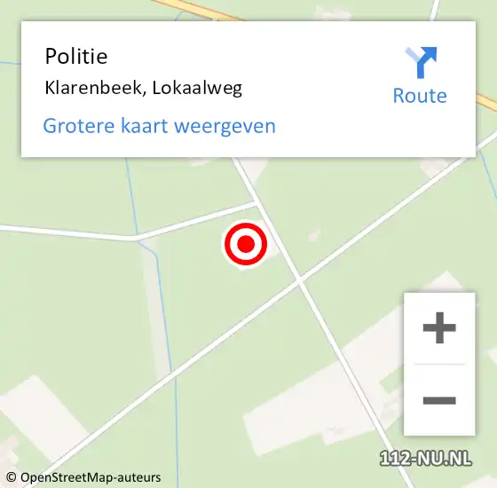 Locatie op kaart van de 112 melding: Politie Klarenbeek, Lokaalweg op 30 november 2023 22:05