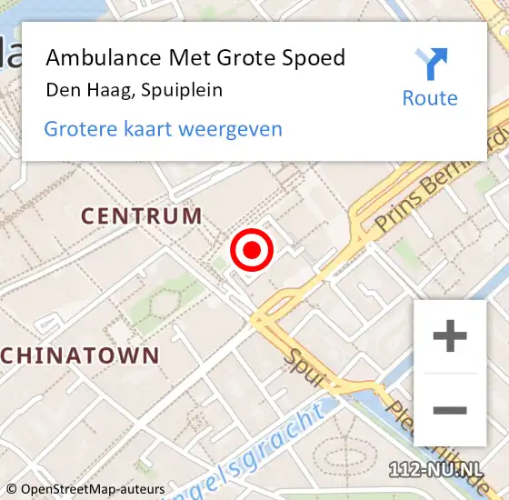 Locatie op kaart van de 112 melding: Ambulance Met Grote Spoed Naar Den Haag, Spuiplein op 30 november 2023 22:08