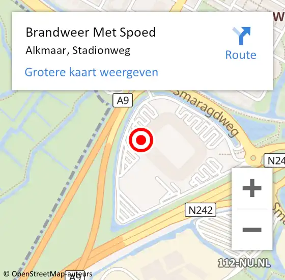 Locatie op kaart van de 112 melding: Brandweer Met Spoed Naar Alkmaar, Stadionweg op 30 november 2023 22:29