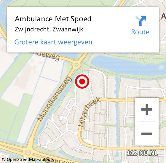 Locatie op kaart van de 112 melding: Ambulance Met Spoed Naar Zwijndrecht, Zwaanwijk op 17 september 2014 02:24