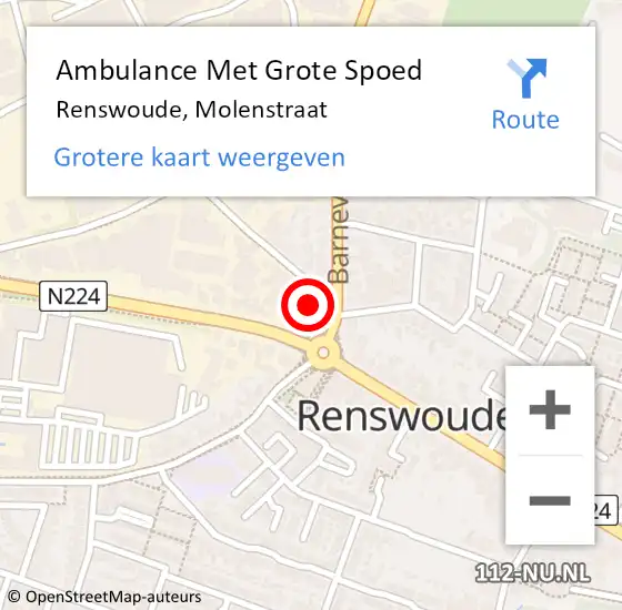 Locatie op kaart van de 112 melding: Ambulance Met Grote Spoed Naar Renswoude, Molenstraat op 17 september 2014 02:27