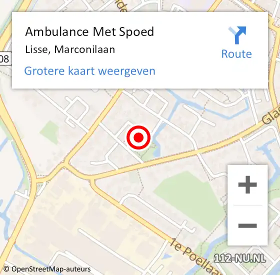 Locatie op kaart van de 112 melding: Ambulance Met Spoed Naar Lisse, Marconilaan op 30 november 2023 22:59