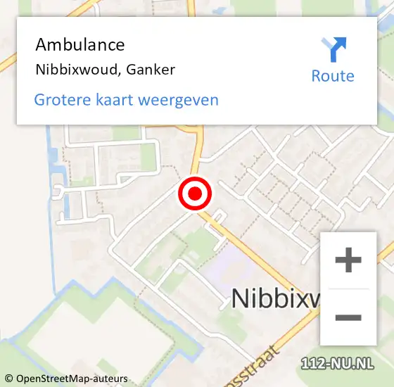 Locatie op kaart van de 112 melding: Ambulance Nibbixwoud, Ganker op 30 november 2023 23:03