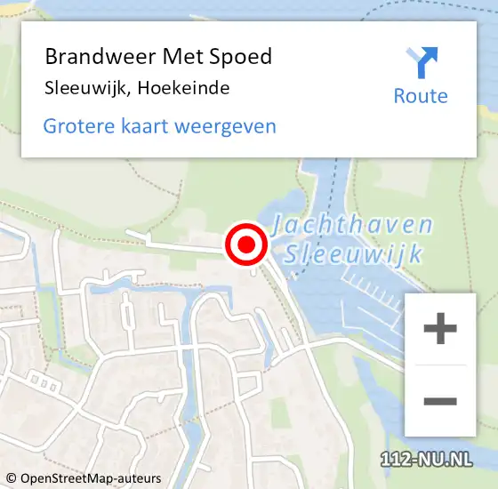 Locatie op kaart van de 112 melding: Brandweer Met Spoed Naar Sleeuwijk, Hoekeinde op 30 november 2023 23:04