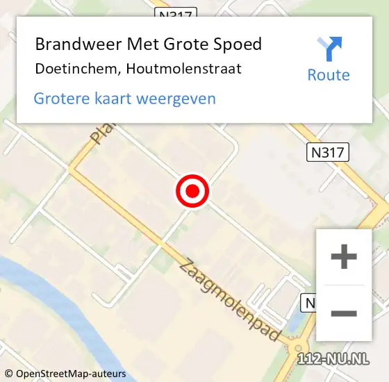 Locatie op kaart van de 112 melding: Brandweer Met Grote Spoed Naar Doetinchem, Houtmolenstraat op 17 september 2014 02:34