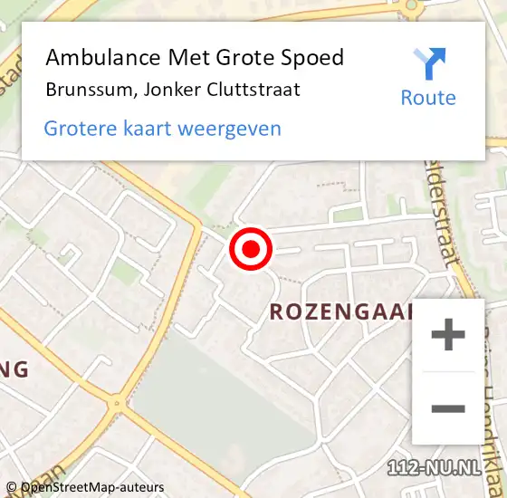 Locatie op kaart van de 112 melding: Ambulance Met Grote Spoed Naar Brunssum, Jonker Cluttstraat op 17 september 2014 02:50