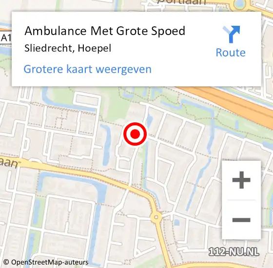 Locatie op kaart van de 112 melding: Ambulance Met Grote Spoed Naar Sliedrecht, Hoepel op 1 december 2023 01:47