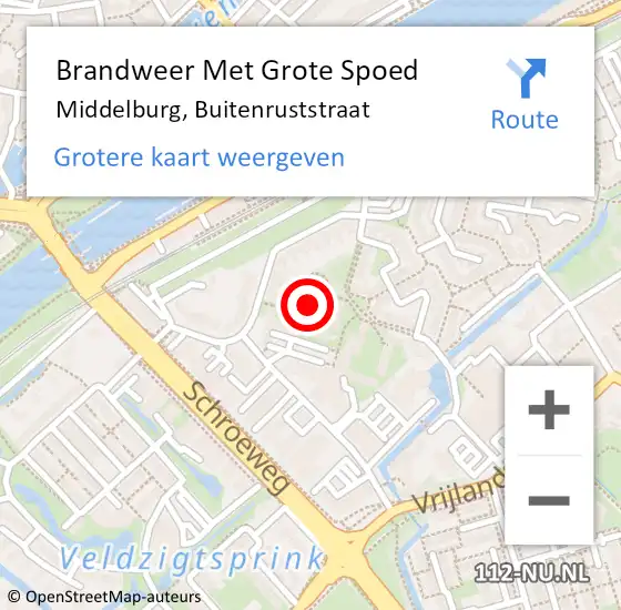 Locatie op kaart van de 112 melding: Brandweer Met Grote Spoed Naar Middelburg, Buitenruststraat op 1 december 2023 02:05