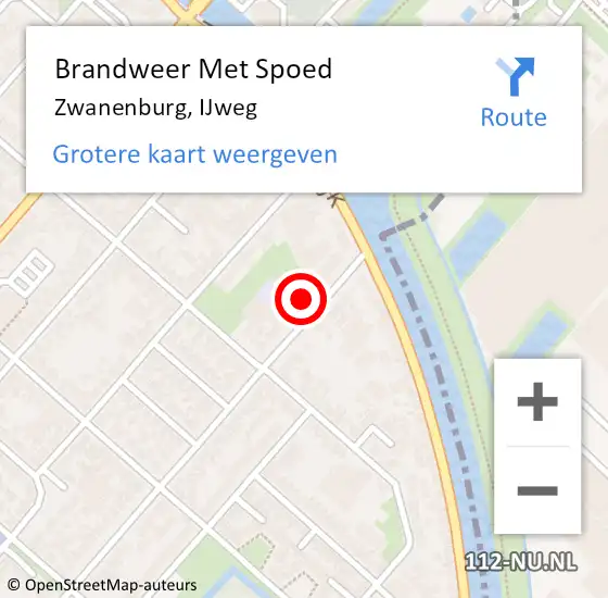 Locatie op kaart van de 112 melding: Brandweer Met Spoed Naar Zwanenburg, IJweg op 1 december 2023 02:10