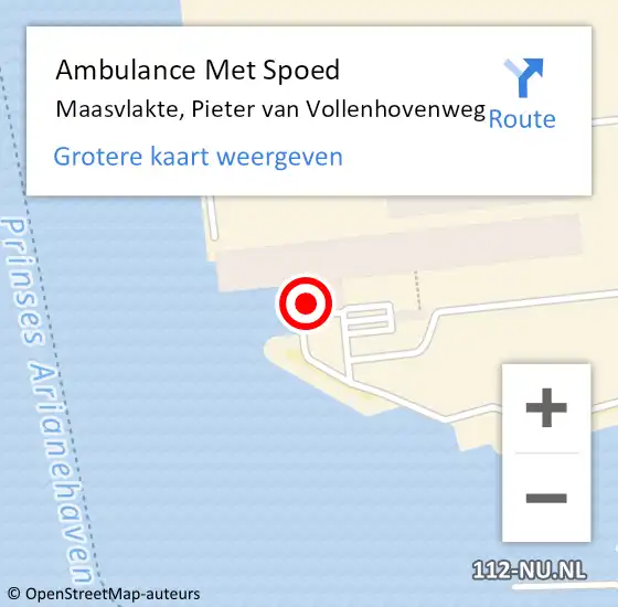 Locatie op kaart van de 112 melding: Ambulance Met Spoed Naar Maasvlakte, Pieter van Vollenhovenweg op 1 december 2023 02:15