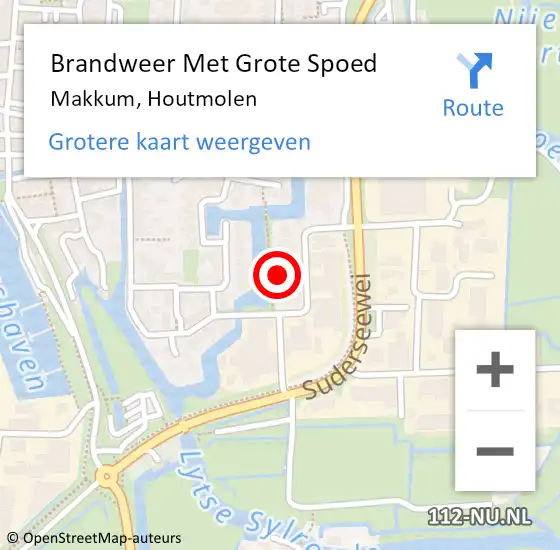 Locatie op kaart van de 112 melding: Brandweer Met Grote Spoed Naar Makkum, Houtmolen op 1 december 2023 03:07