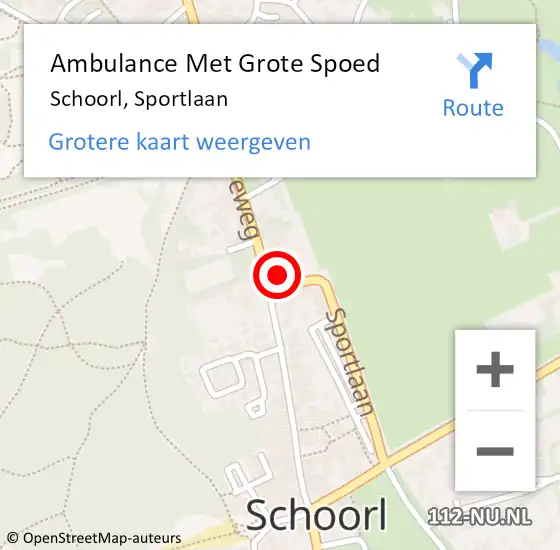 Locatie op kaart van de 112 melding: Ambulance Met Grote Spoed Naar Schoorl, Sportlaan op 1 december 2023 03:11