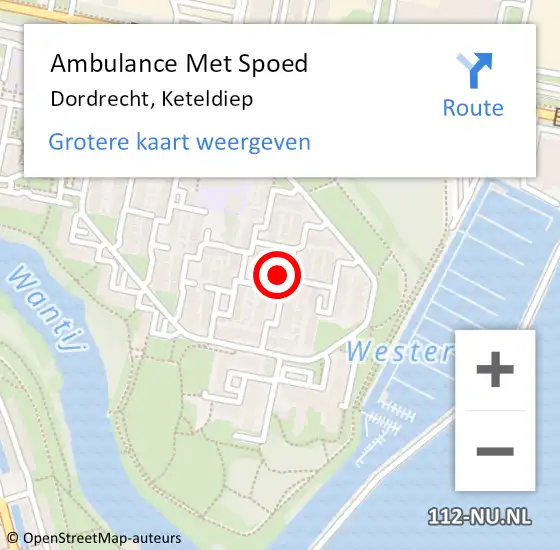 Locatie op kaart van de 112 melding: Ambulance Met Spoed Naar Dordrecht, Keteldiep op 1 december 2023 03:18