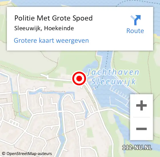 Locatie op kaart van de 112 melding: Politie Met Grote Spoed Naar Sleeuwijk, Hoekeinde op 1 december 2023 03:25