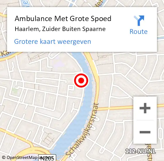 Locatie op kaart van de 112 melding: Ambulance Met Grote Spoed Naar Haarlem, Zuider Buiten Spaarne op 1 december 2023 04:35