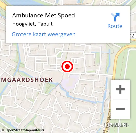 Locatie op kaart van de 112 melding: Ambulance Met Spoed Naar Hoogvliet, Tapuit op 1 december 2023 05:28
