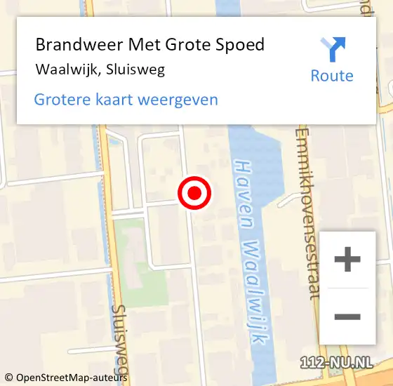 Locatie op kaart van de 112 melding: Brandweer Met Grote Spoed Naar Waalwijk, Sluisweg op 1 december 2023 05:58